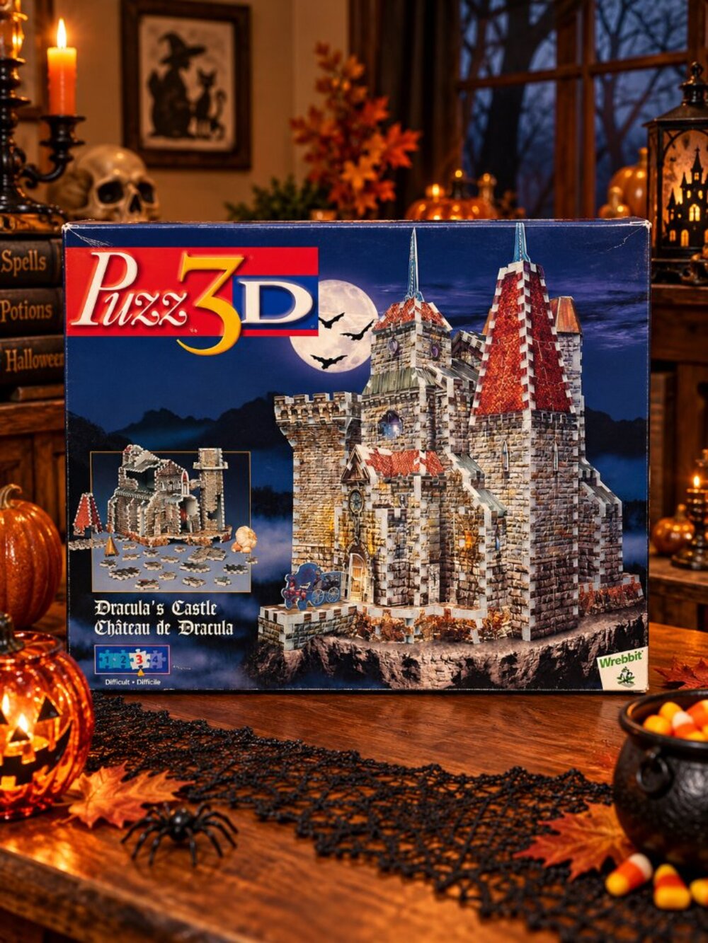 Vintage 1999 Wrebbit Puzz3D Dracula's Castle 3D Puzzle Halloween